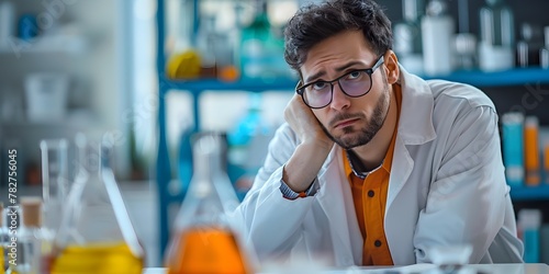 Disappointed Scientist Analyzing Failed Experiment in Laboratory