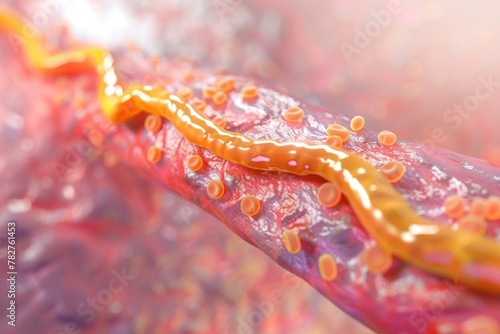 Close-up of Blood Vessel with Cholesterol Plaque