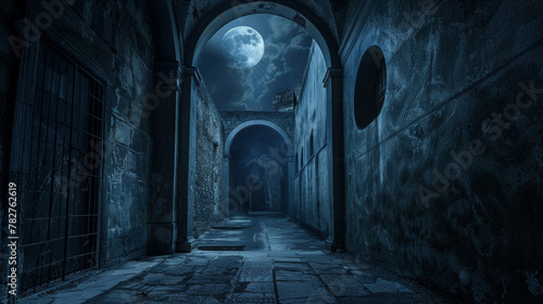 Whispers of the past seem to whisper through the moonlit corridors as if the fort itself has come to life under the gentle glow. . .
