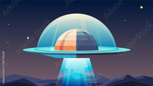 A dome of pure light emanating a sense of safety and security as it hovers above the planet defending it from danger.