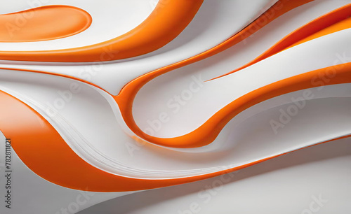 オレンジ色の幾何学的なビジネス バナー デザイン。テンプレートの白い背景に波の形と線を使用したクリエイティブなバナーデザイン。シンプルな水平バナー。