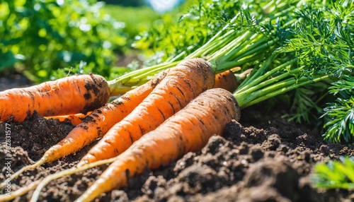 Carrot - Daucus carota - is a herbaceous plant of the Apiaceae family that produces an edible taproot fresh picked from nutrient rich soil, dirt, earth ready to wash rinse and eat