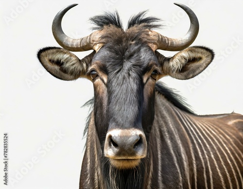 Close-up of the face of a gnu or wildebeast