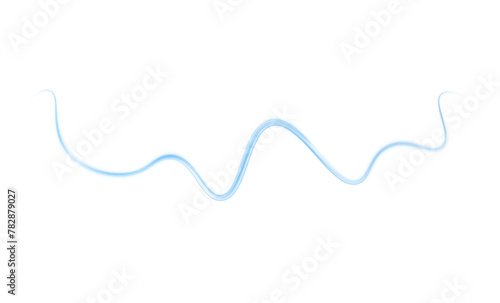 Luminous blue lines of speed. Light glowing effect . Abstract motion lines. White background isolated Light trail wave, fire path trace line, car lights, optic fiber and incandescence curve twirl. 
