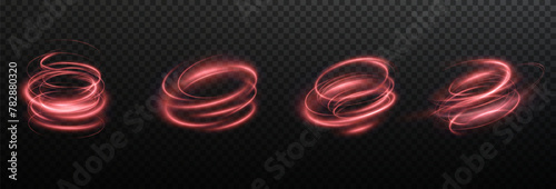 Light red Twirl. Curve light effect of red line. Luminous red circle. Light pedistal, podium, platform, table. Vector PNG. Vector illustration 