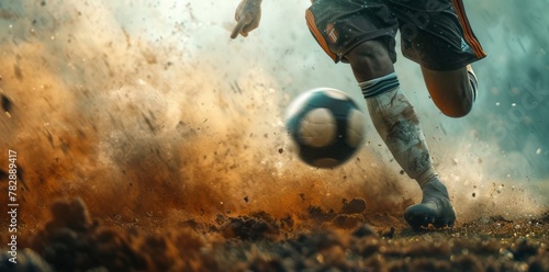 image of a soccer player kicking a soccer ball