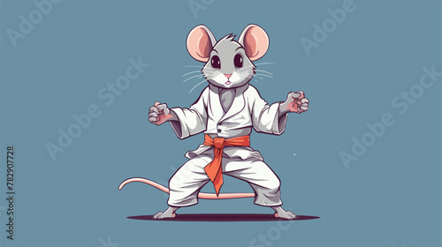 Design of karate rat draw 2d flat cartoon vactor il