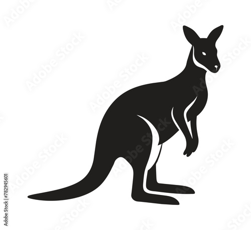 A silhouette kangaroo standing on a white background