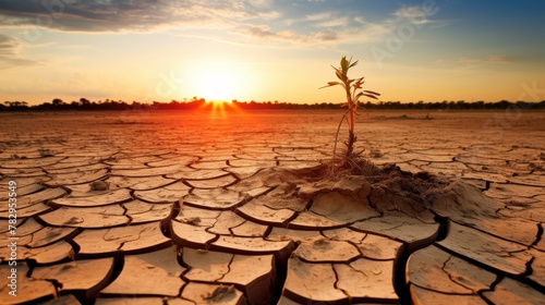 Arid landscape with parched cracked earth