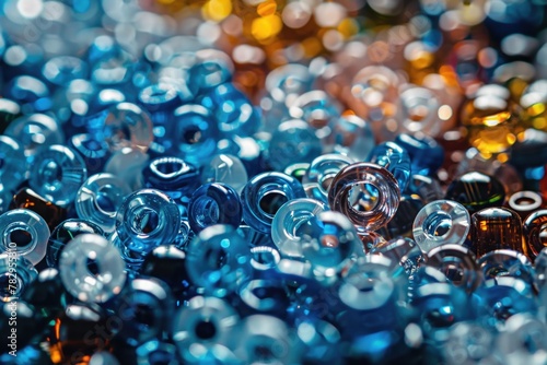 Detailed close up of colorful glass beads, ideal for jewelry design projects