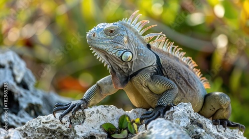 Iguana Basking on Sunlit Rocks Cold Blooded Lords of Their Domain