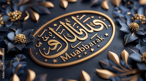 The phrase "Eid Mubarak" showcased in a classic English font, radiating simplicity and charm on a solid background