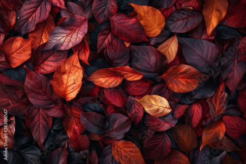 Beautiful colorful autumn fallen leaves top view. AI generated