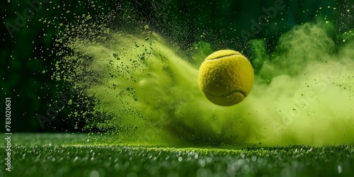 tennis ball on tennis grass court