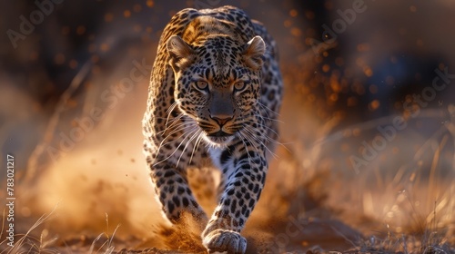 A Leopard Racing Through the Underbrush, Agile and Swift.