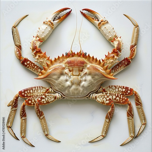 Crab on a white background, rendering, digital drawing