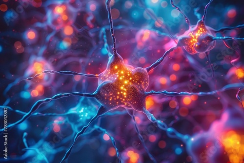 Colorful tendrils depict neural networks within the brain. As healing progresses, the vibrant hues intertwine, symbolizing the formation of new connections.