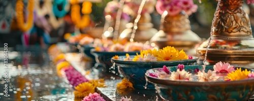 Tradition meets tranquility in a Songkran morning scene