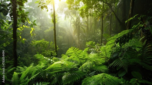 Lush Green Selva Jungle: A Tropical Paradise of Trees and Leaves