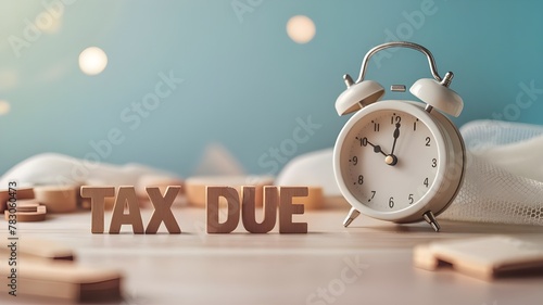 Tax due with a vintage clock background, tax day reminder, tax day 2024, taxes, finance, home loan