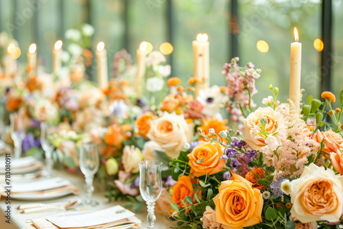 Exquisite Wedding Scene Design: Elegant High-End Background with Lush Flowers and Sophisticated Colors