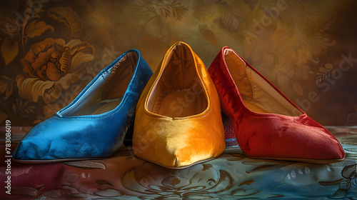Velvety Jewel Toned Ballet Slippers Artfully Displayed in a Luxurious Setting