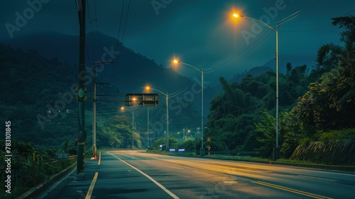 The tranquil,romantic and beautiful street light at scenic night in Taiwan Provincial Highway