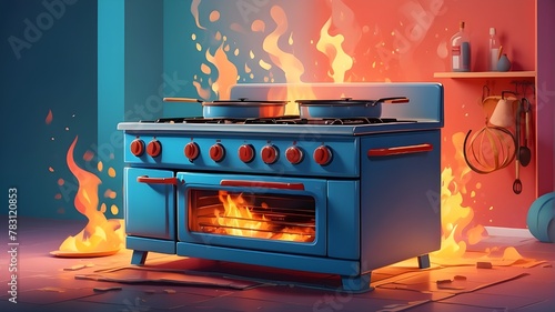 "Illustration depicting the concept of gas stove cleaning, featuring a stylized representation of a clean stove, symbolizing hygiene and maintenance, inspired by the idea of stove cleaning services, 