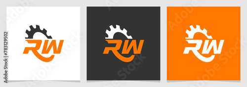 Initial RW Modern Gear Automotive Logo Vector , Letter Repair Symbol Logo Element