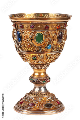 Ornate Golden Chalice with Gems - Isolated on White Transparent Background, PNG 