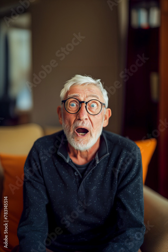 Portrait d'un homme âgé surpris