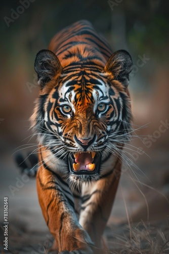 Ein Tiger mit offenem Maul 