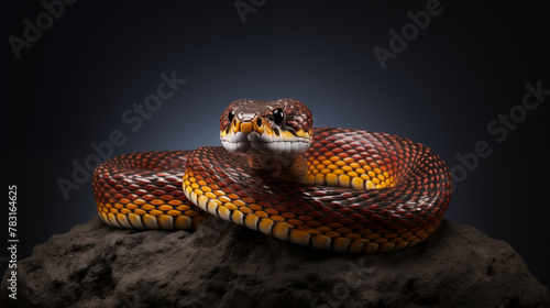 Vibrant Corn Snake Coiled on Rocky Surface. Generative AI
