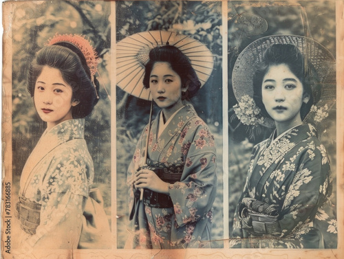 架空のレトロ写真／明治大正昭和の美女 An image of an old nostalgic Japanese magazine. A beautiful woman from Edo, Japan.