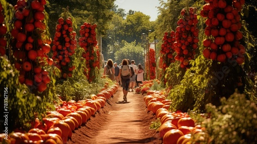 walk path tomato red