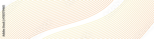 Abstract background with waves for banner. Web banner size. Vector background with lines. Element for design isolated on white. Orange and yellow gradient. Spring, summer