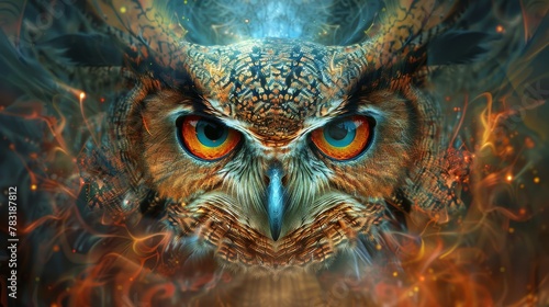 Everlasting wisdom symbolized in the patient gaze of an owl