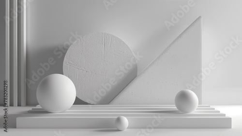 白の3Dのコンポジション。幾何学的な立体背景。