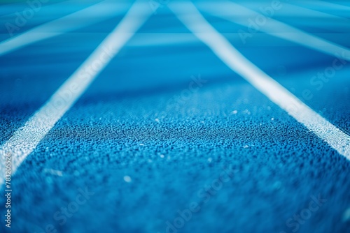 Close-Up of Blue Running Track Conveying Competition