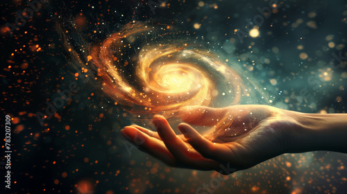 holding the universe in our hand spiritual cosmic consciousness - by generative ai