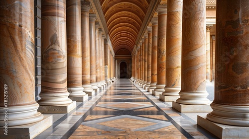 Colonnades architectual, hallway, corridor ceiling ancient inside of flooring