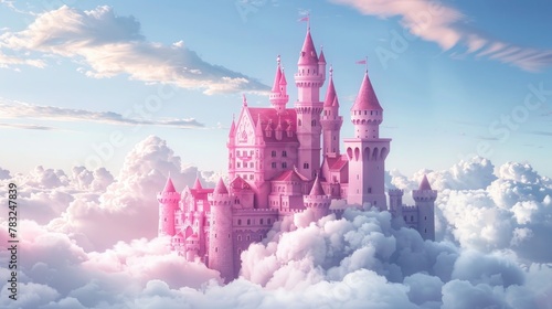 Enchanting Pink Castle in the Clouds - A Fairy Tale Princess Dream