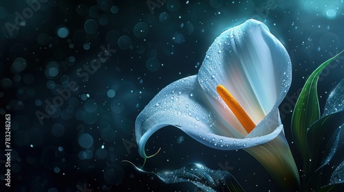 Calla Flower Sympathy Card on Black Background - Funeral Condolences with Copy Space - Digital AI Art