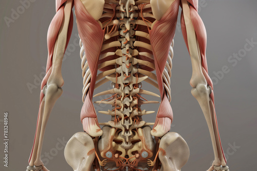3D Illustration detailed medical of anatomy with inflamed lumbar spine pathology AI Generative