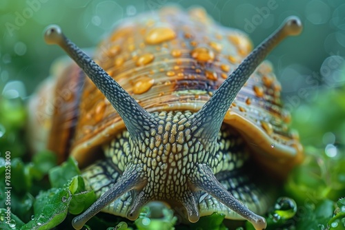 Close Up of Snail on Grass