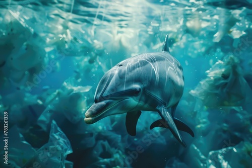 A dolphin gracefully swimming in the ocean, perfect for marine-themed designs