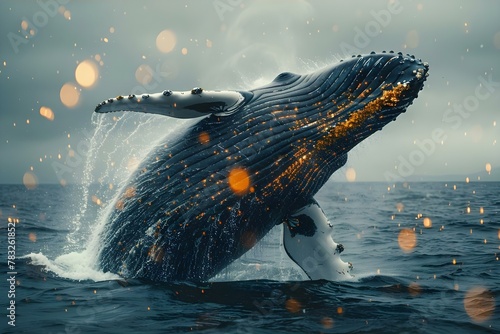 Ocean Symphony: A Humpback's Leap into Innovation. Concept Ocean Research, Marine Life Conservation, Innovations in Marine Science