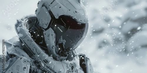 Close up of person in snow, great for winter sports ads