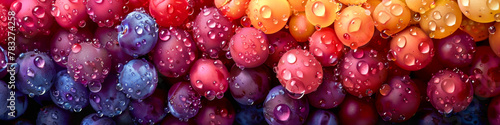 Vibrant Multicolored Grapes with Water Droplets Close-Up