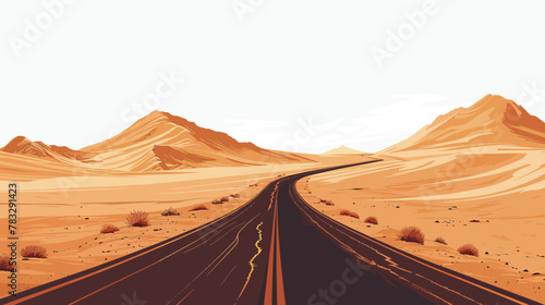 a desert landscape with a road going through it